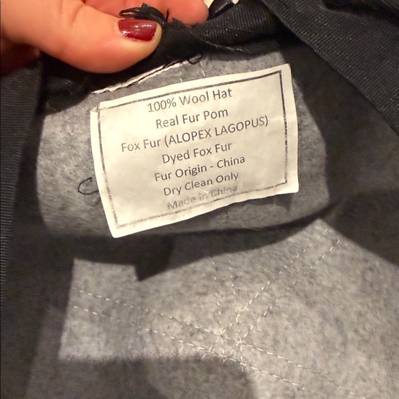 Charlotte Simone Wool Blend Faux Fur Pom Pom Hat - Picture 3 of 3